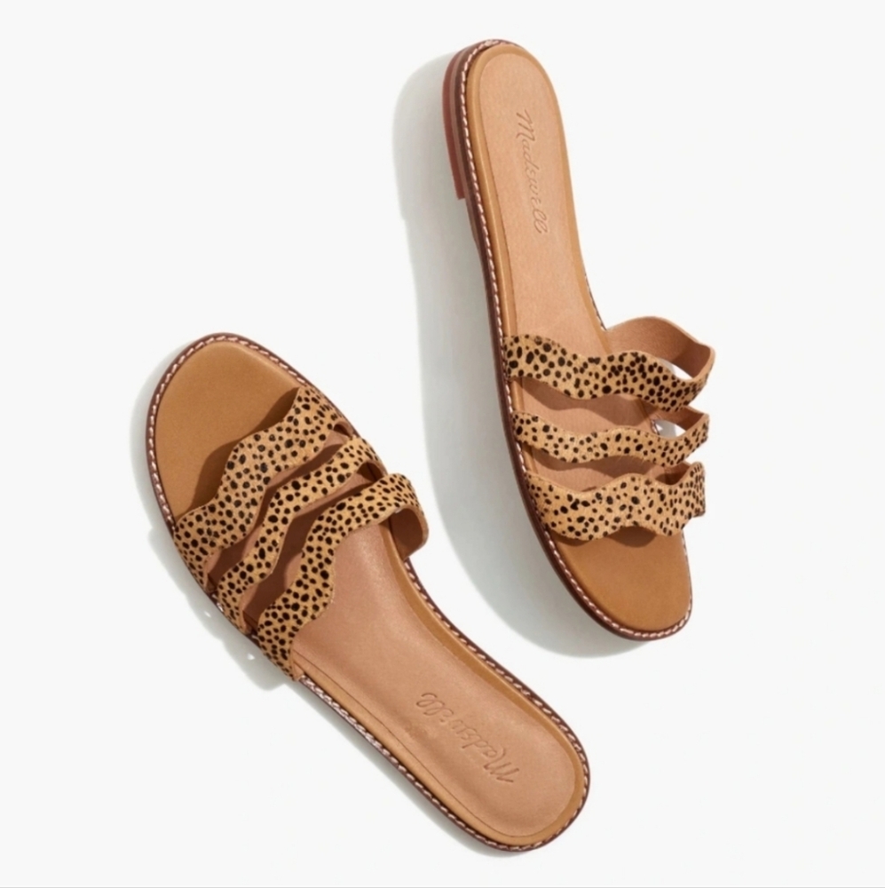 Madewell  Wavy Slide SandalsCalf Hair Sandals - Amber Brown Multi